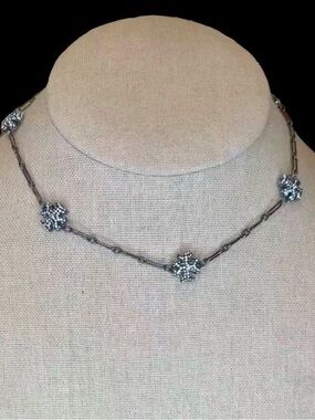 Auth NEW Tory Burch SILVER ROXANNE Sparkling Pavè Logo Pendant Necklace w/o tag